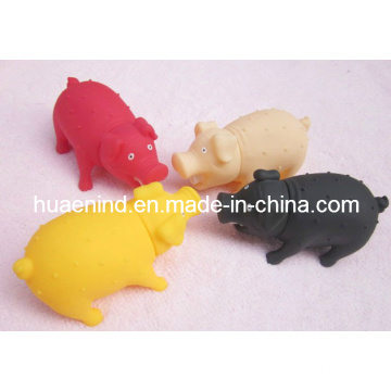 Colorful Latex Pig Shape Squeaker Dog Toy (HN-PT124)